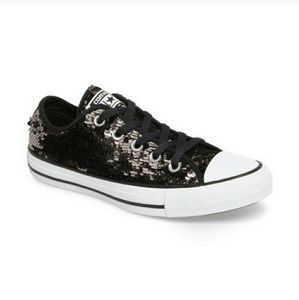 converse black sequin sneakers